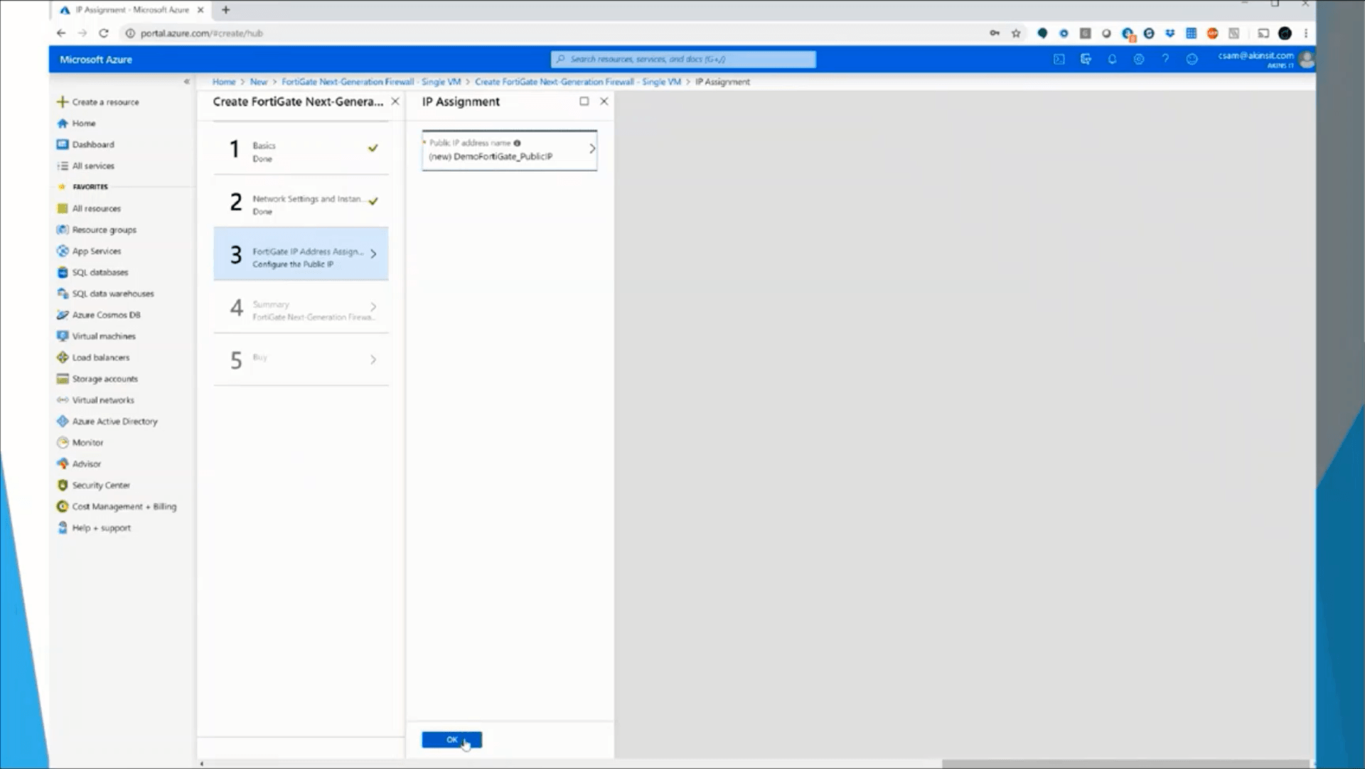 a computer screen is open to a microsoft azure portal