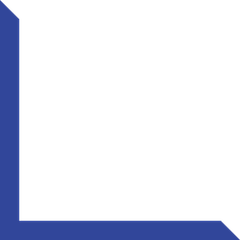 A blue l shaped frame on a white background.