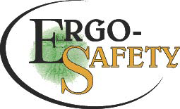 Un logo pour ergo safety avec un pissenlit en arrière-plan.