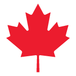 Une feuille d'érable rouge sur fond blanc.
