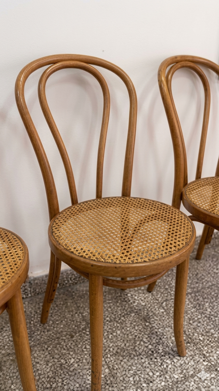 Tres sillas Thonet clásicas de espaldar curvo