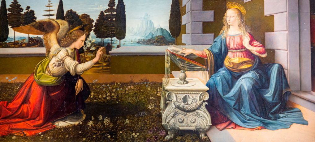 Leonardo da Vinci, Annunciazione, 1472 circa, olio su tavola, Firenze, Galleria degli Uffizi