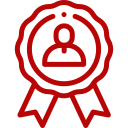 A red ribbon with a person in the middle of it.