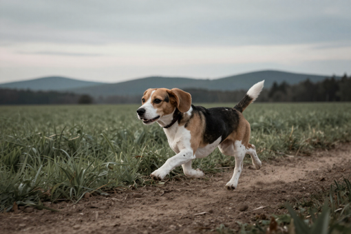 Hunting hound beagle in Vermont field