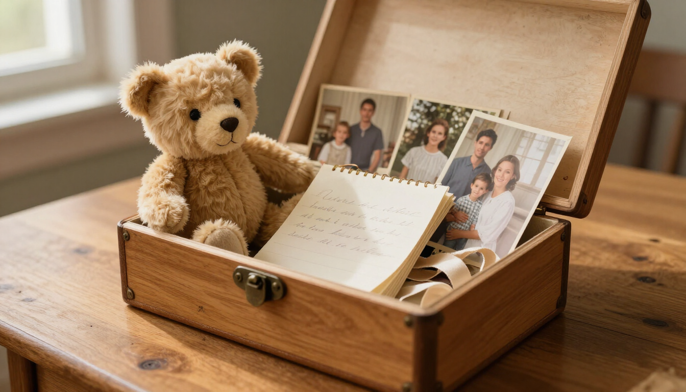 Childhood memories preserved in a keepsake box