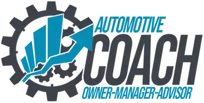 Automotive Coach logo with blue gear, wrench, and stylized city skyline; “Owner-Manager-Advisor” text