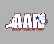 AAR logo with stars and microphone, featuring a white boot-shaped icon and the words “Armed American Radio.”
