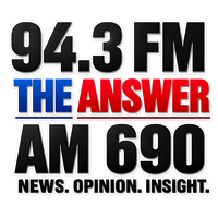 AM 690 THE ANSWER 94.3 FM logo with blue and red text and “NEWS. OPINION. INSIGHT.”