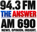 AM 690 THE ANSWER 94.3 FM logo with blue and red text and “NEWS. OPINION. INSIGHT.”