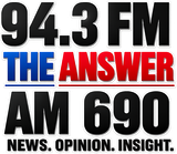 AM 690 THE ANSWER 94.3 FM logo with blue and red text and “NEWS. OPINION. INSIGHT.”