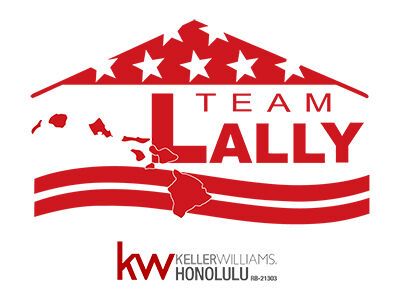 Red Team Lally logo with stars, Hawaii map, and Keller Williams Honolulu branding