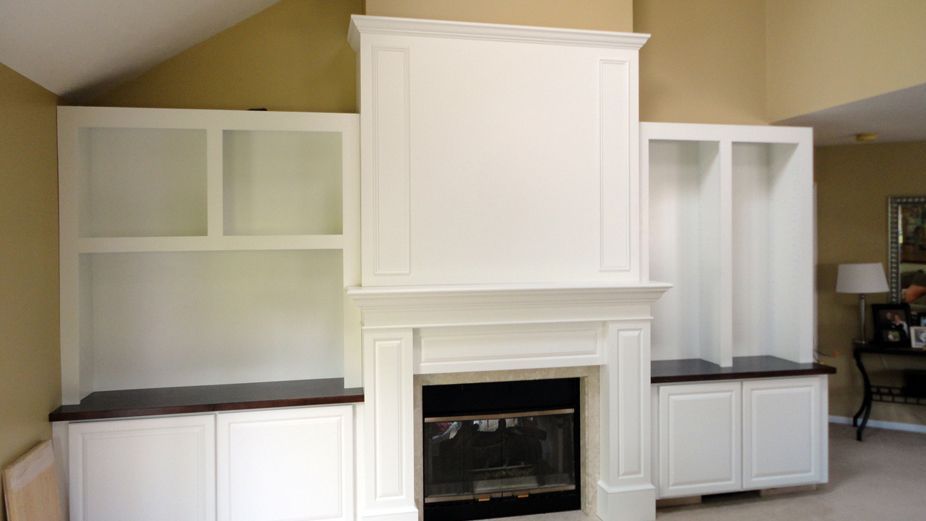 Amish Shawnee Wood Products Ohio Home Family Room with built-in Fireplace Surround