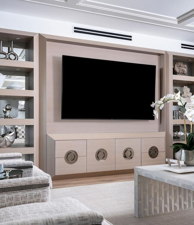 Amish Shawnee Wood Products Ohio Home Family Room with built-in bookcase