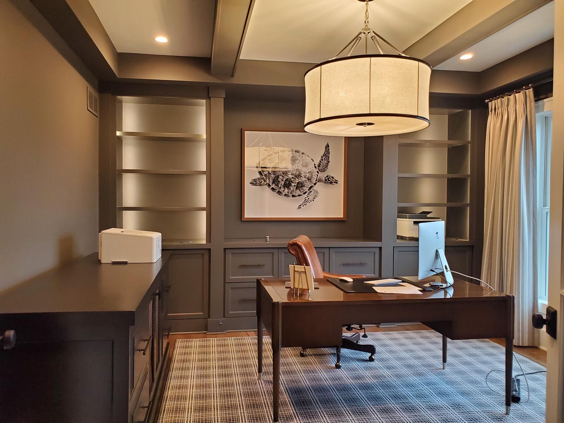 home office built in bookcase and desk
