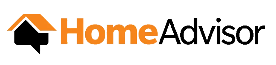 HomeAdvisor logo with orange and black house icon and text