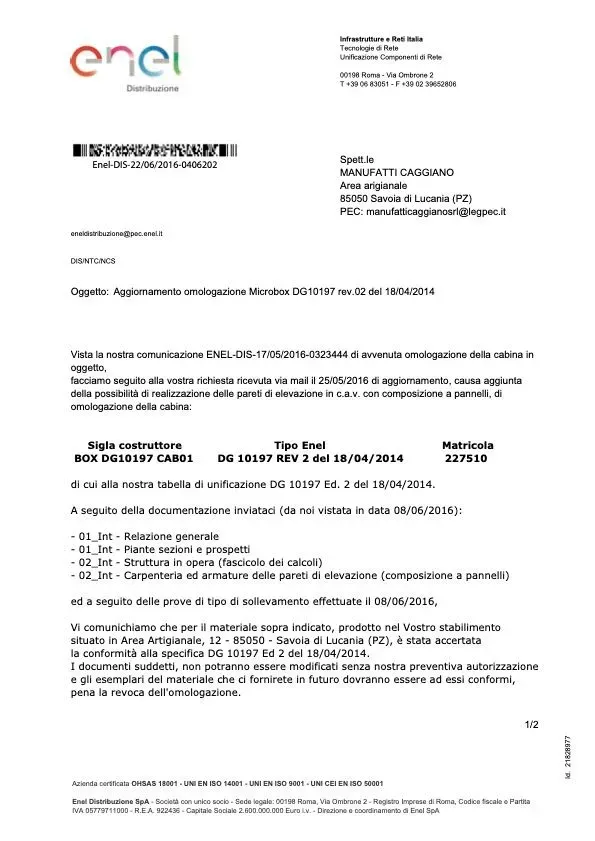 Lettera di Enel relativa all'appuntamento per l'installazione di un nuovo contatore dal 20/07/2021 al 22/07/2021.