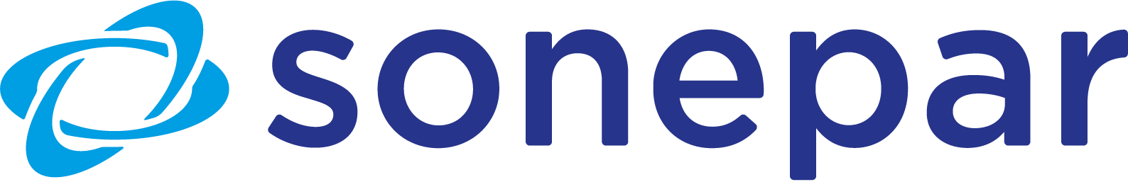 Il logo Sonepar, un simbolo blu intrecciato con la parola