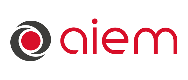 Logo con un cerchio rosso al centro di un vortice nero, seguito dalle lettere