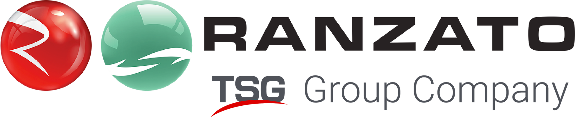 Logo per RANZATO, un'azienda del gruppo TSG, con sfere rosse e verdi.