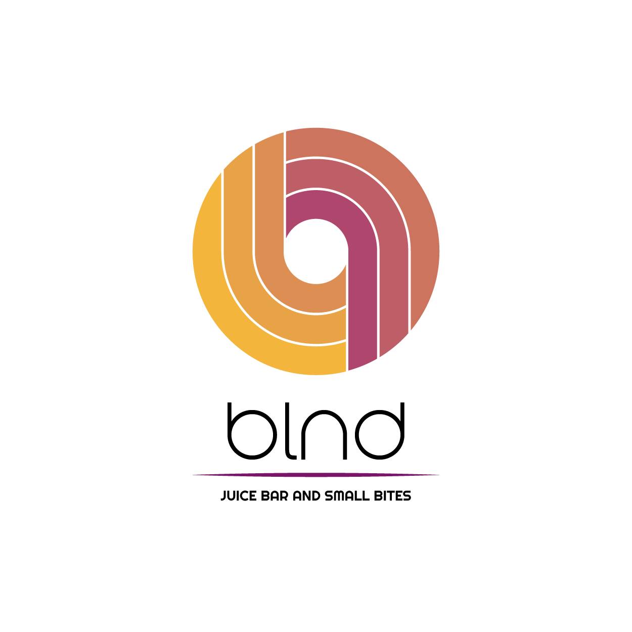A logo for blind juice bar and small bites.