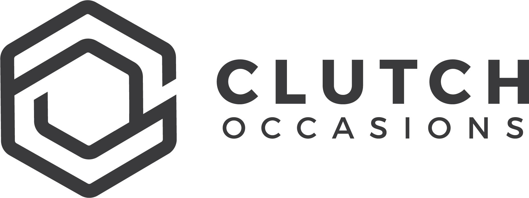 A black and white logo for a company called clutch occasions.