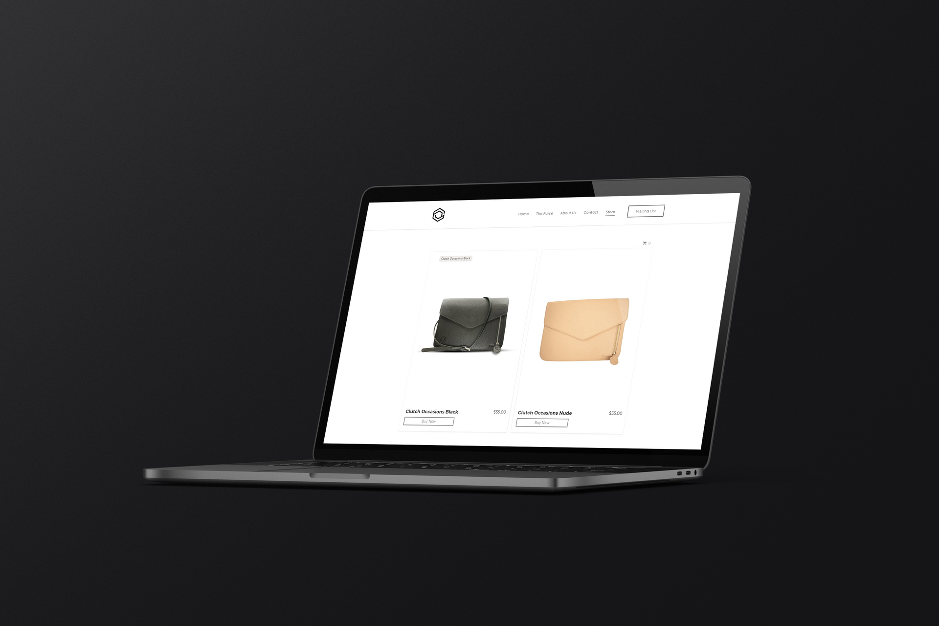 A laptop computer is open to a website on a black background.