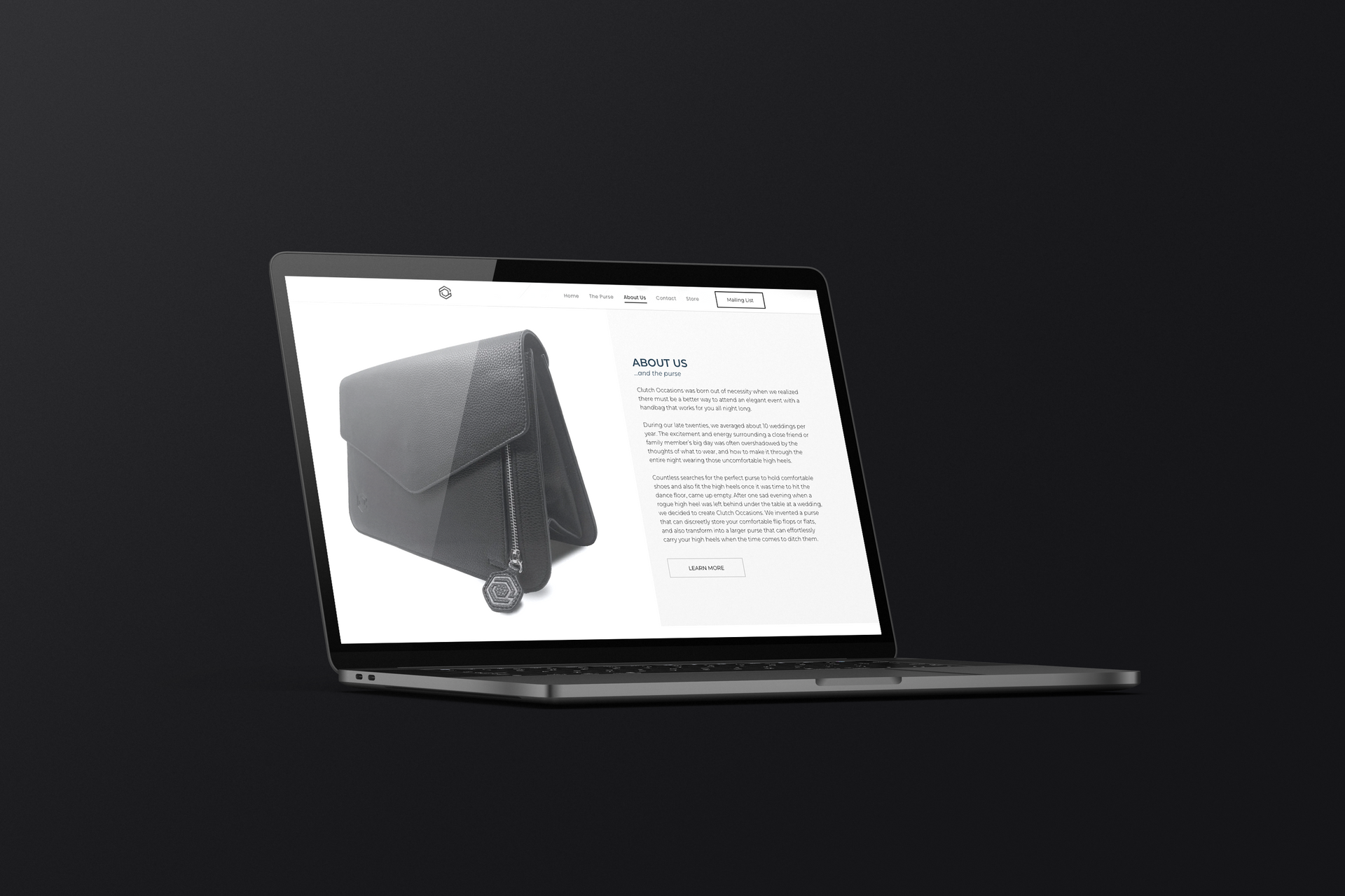 A laptop with a picture of a bag on the screen.