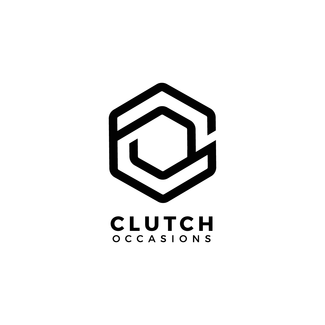 A black and white logo for a company called clutch occasions.