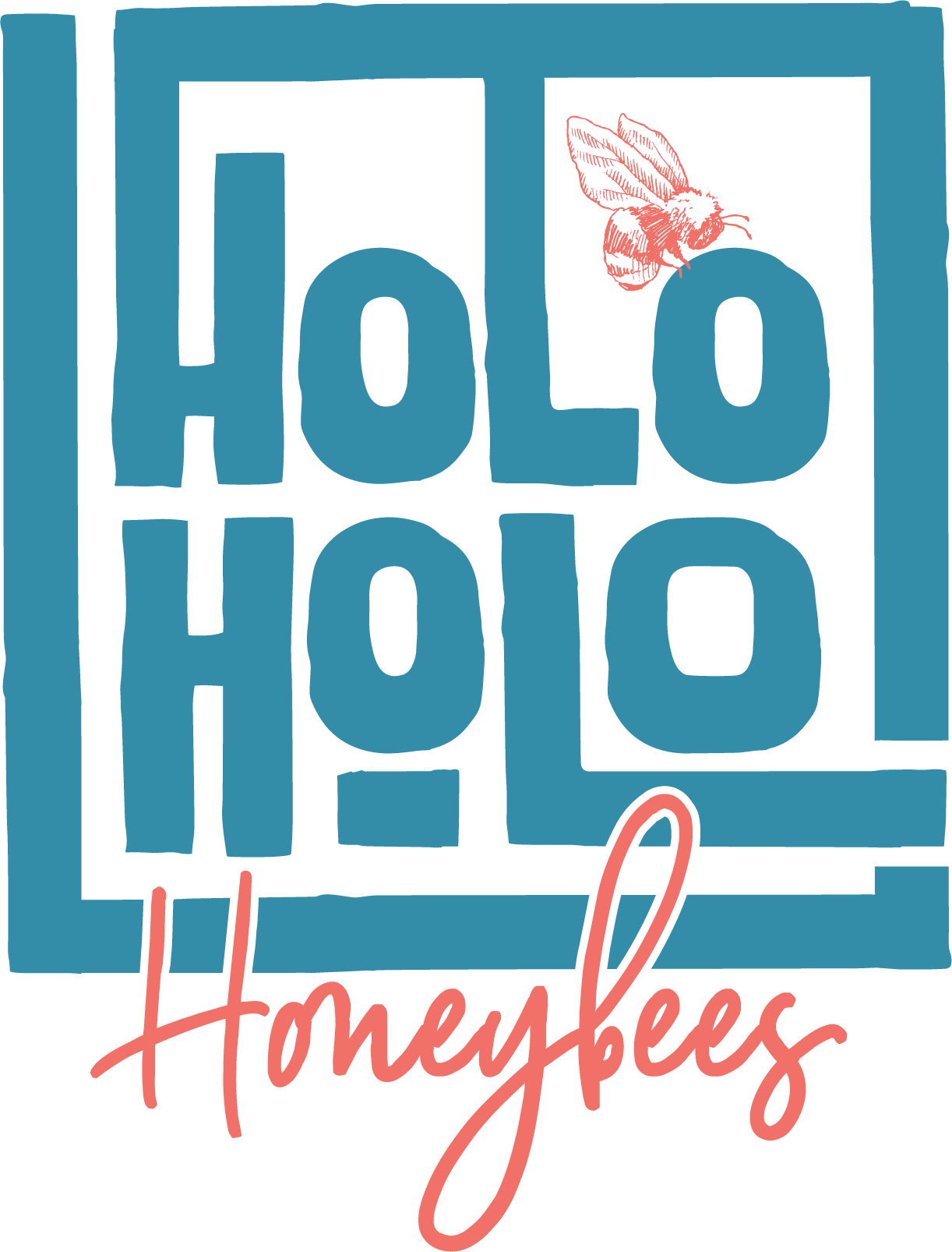 A logo for a company called holo holo honeybees with a bee on it.