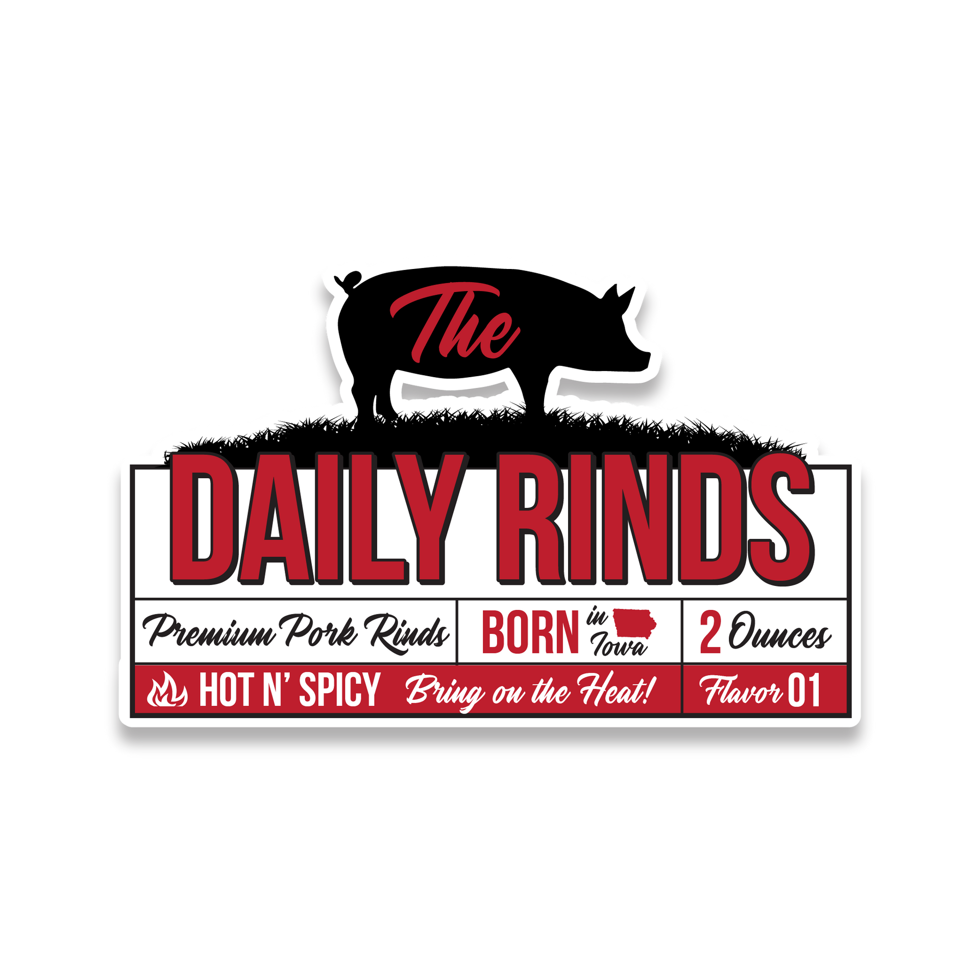 A sticker of a pig with the words `` the daily rinds '' on it.