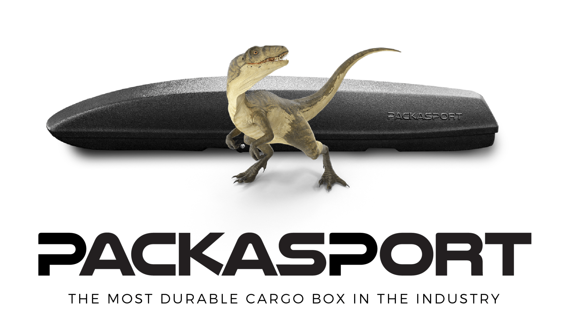 A picture of a dinosaur next to a packasport logo