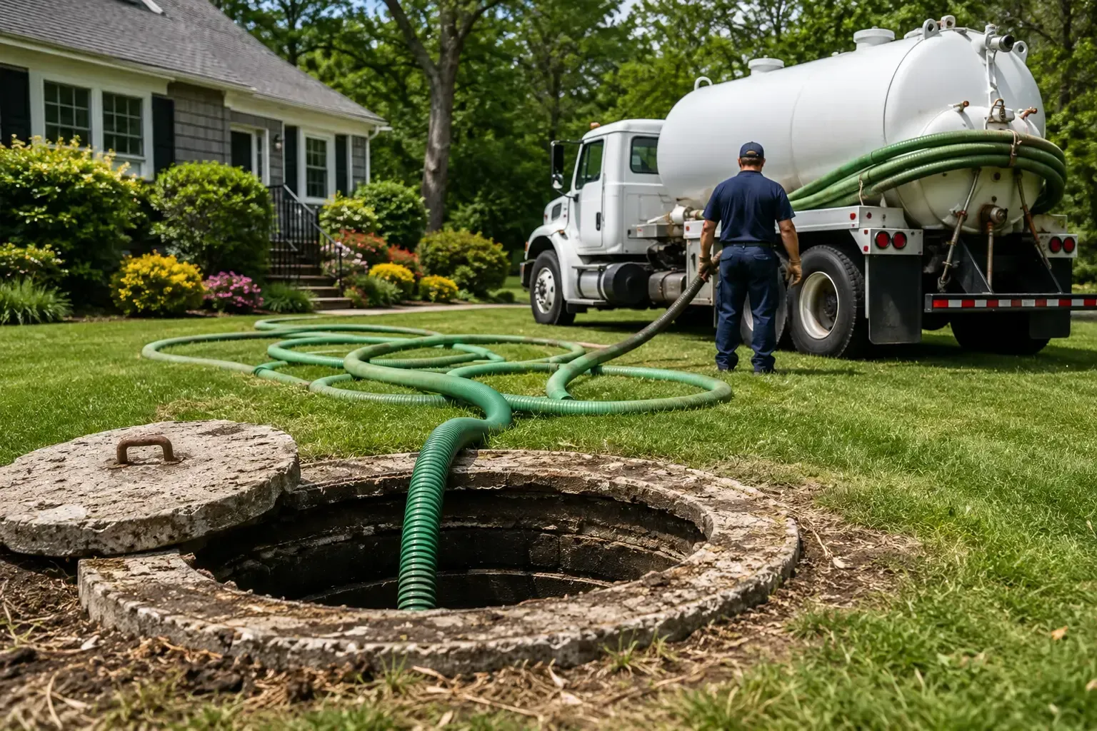 Older failing cesspool being evaluated for replacement at a Suffolk County, NY home.
