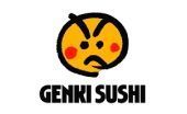 Genki Sushi logo with a smiling orange sushi face above black text