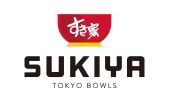 SUKIYA logo with red Japanese emblem and black “TOKYO BOWLS” text on a white background