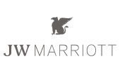 JW Marriott logo with gray text and a griffin icon above the name