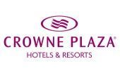 Crowne Plaza Hotels & Resorts logo with purple text and emblem on white background