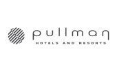 Pullman Hotels and Resorts logo in gray text with circular striped emblem
