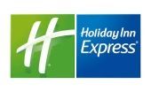 Holiday Inn Express logo with green and blue blocks and white “H” icon