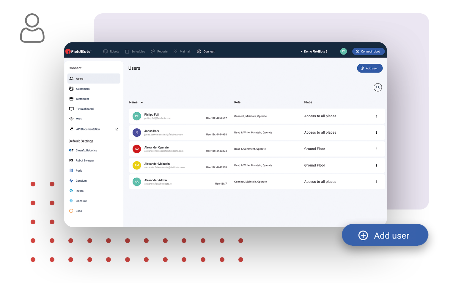 Dashboard UI with a left sidebar, central file list, and blue “Add new” button on a white and navy interface