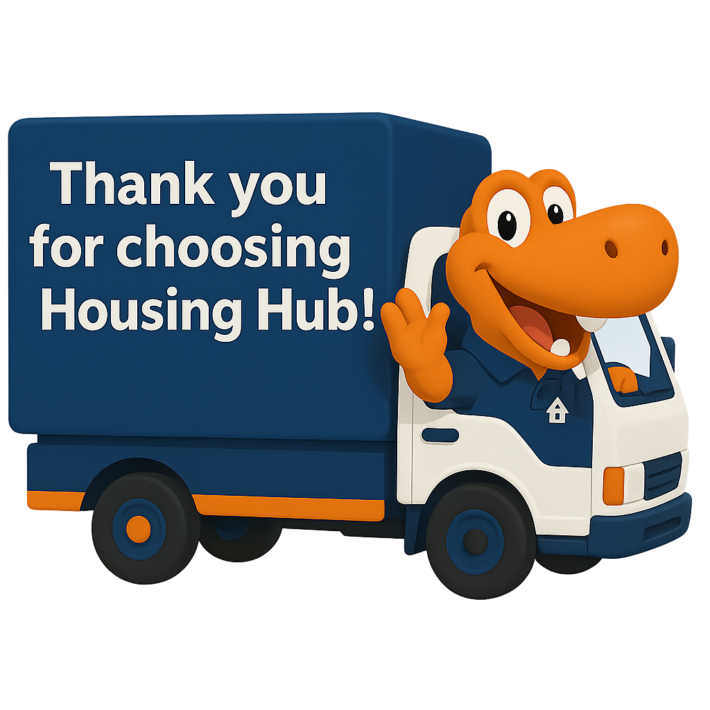Hubbs the mascot driving a truck.