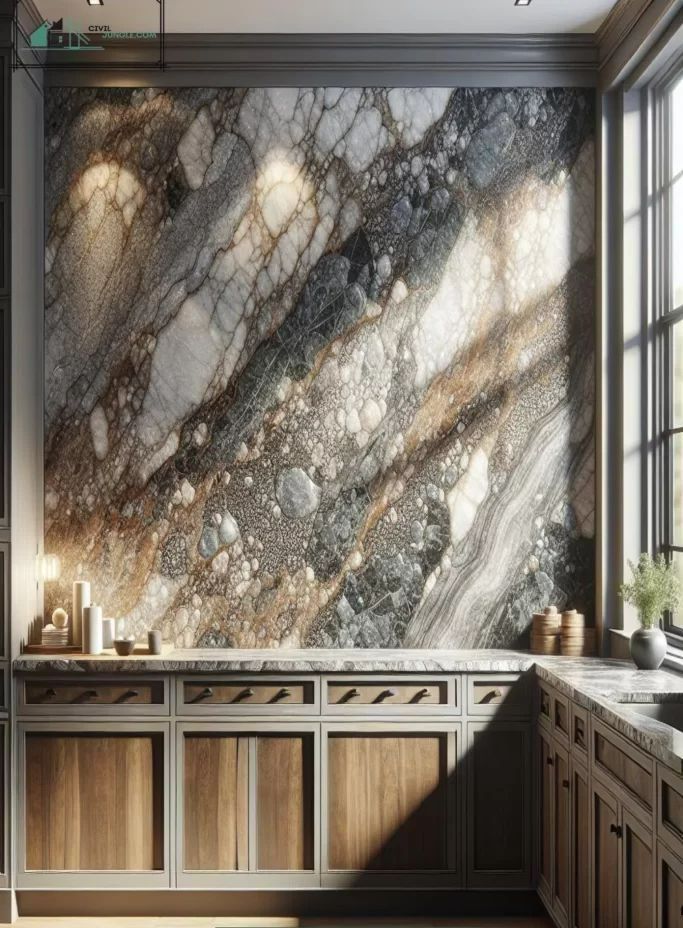 Marble foyer with dramatic slab
