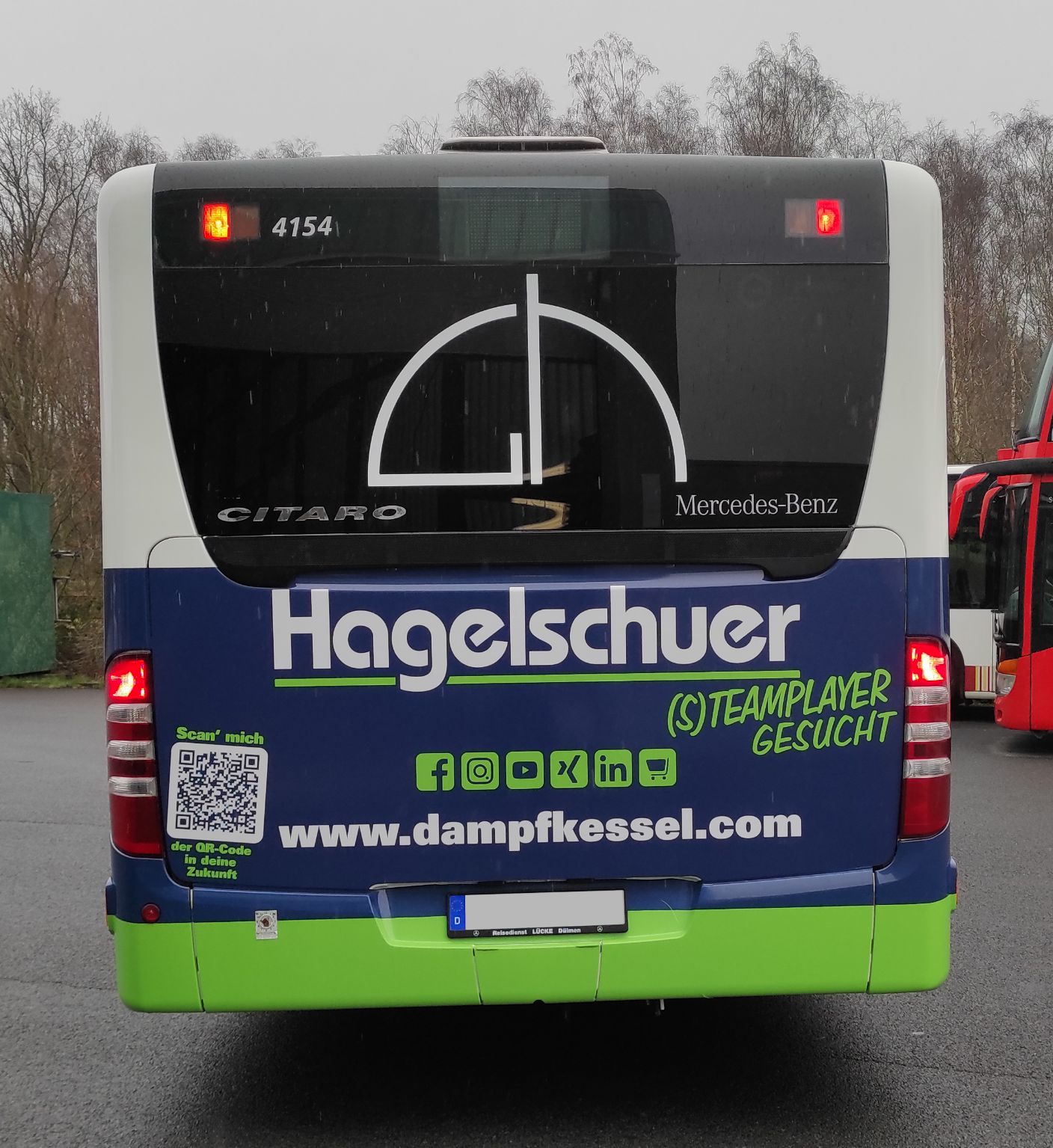 The back of a hagelschuer bus is shown