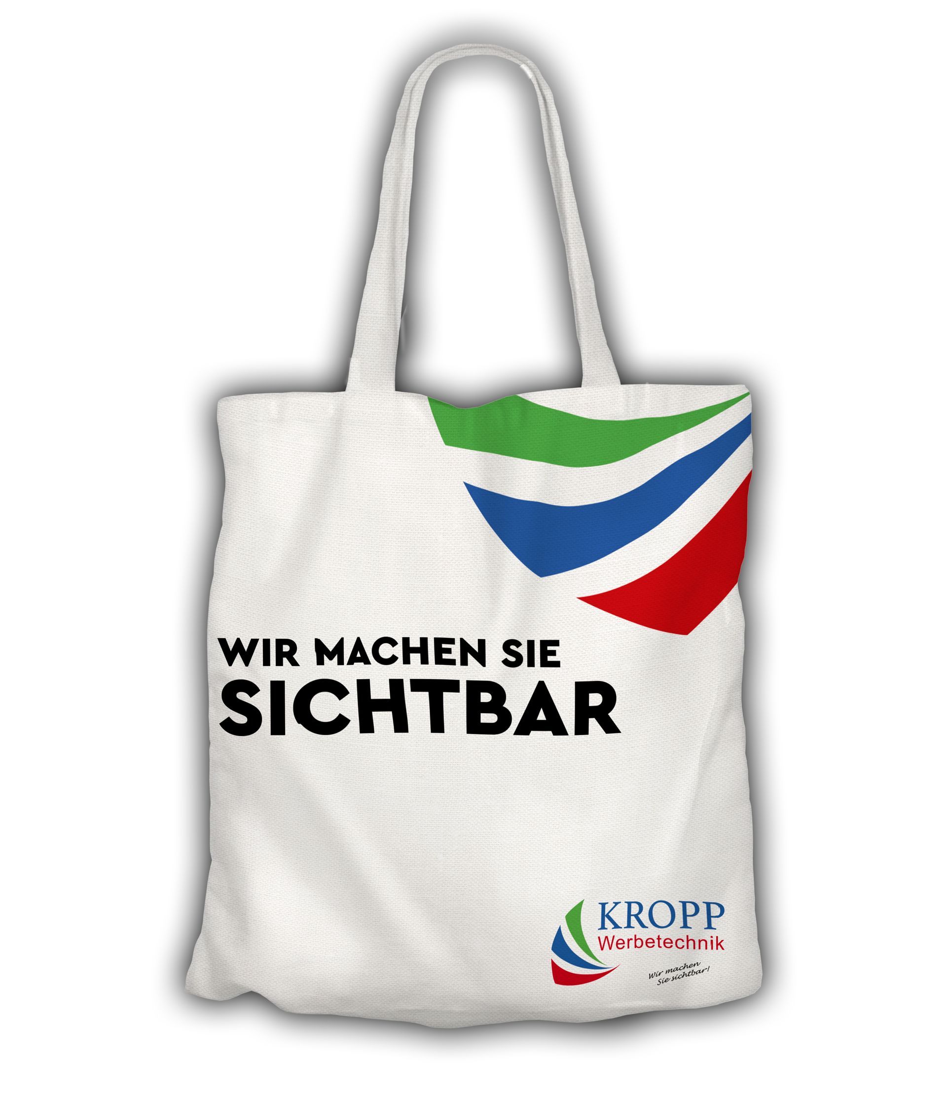 Eine weiße Tragetasche, auf der steht