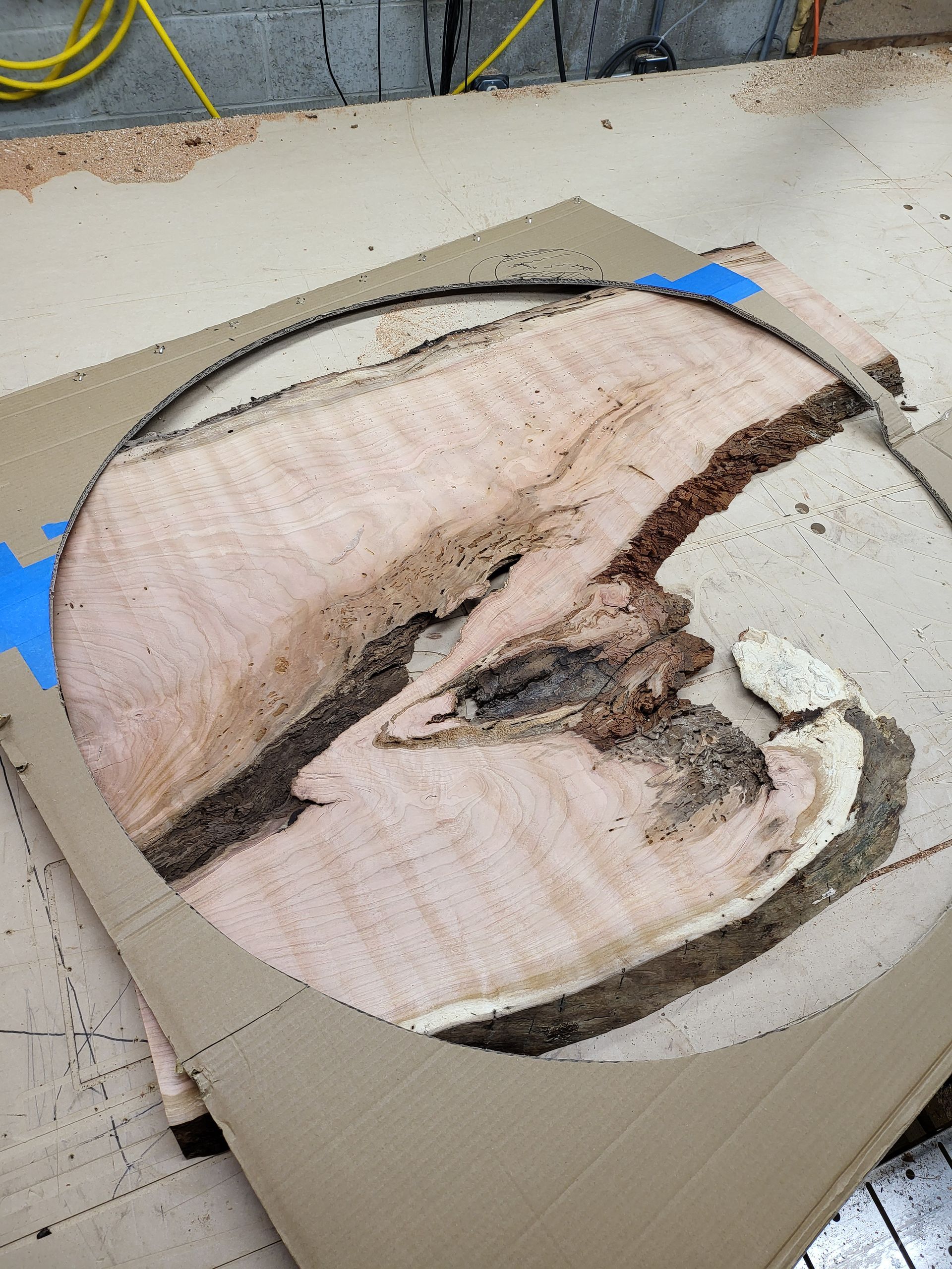 A piece of cardboard with a drawing of a face on it
