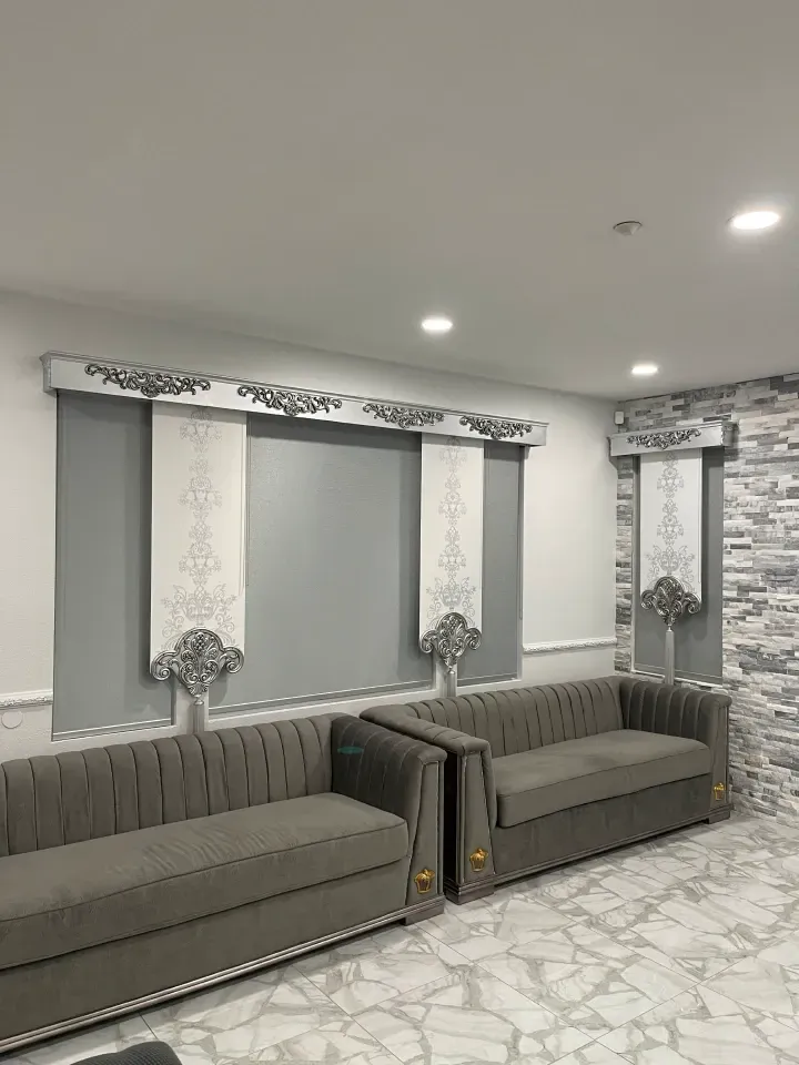 Furnished shades over windows