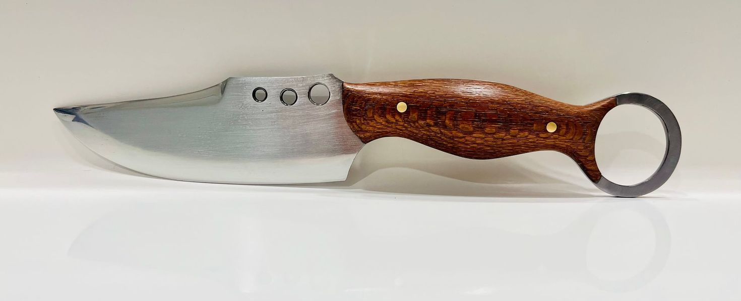 CUSTOM LEOPARDWOOD HIGH CARBON STEEL HUNTING BLADE 