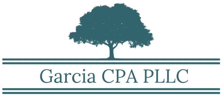 Logo of Garcia CPA PLLC: tree above business name in teal.