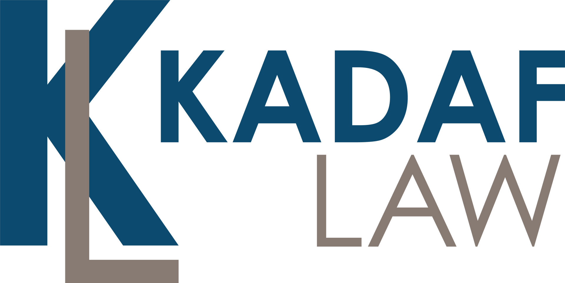 Kadah Law logo with stylized blue “K” and gray “LAW” text on a white background