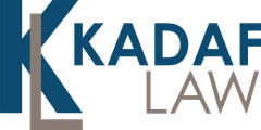 Kadah Law logo with stylized blue “K” and gray “LAW” text on a white background
