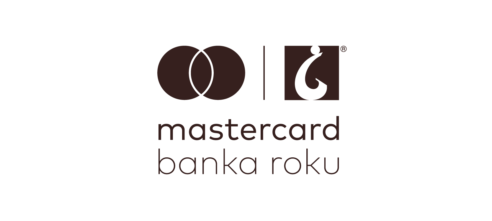 Logo Mastercard Banka Roku s černobílou ikonou a textem na bílém pozadí